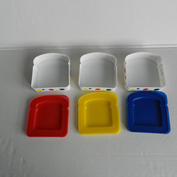 Red, Yellow and Blue Wonder Bread Sandwich Packer School Lunches Box Plastic - Picture 6 of 6